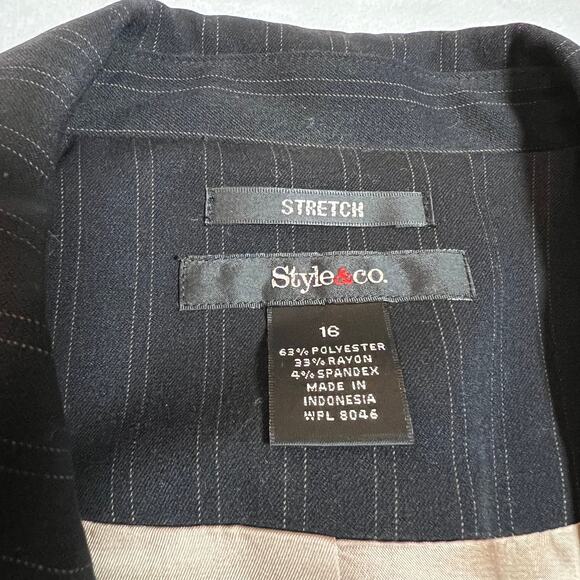 Style & Co. Stripe Stretch Blazer Size 16 Office Professional Workwear Career - Picture 4 of 7
